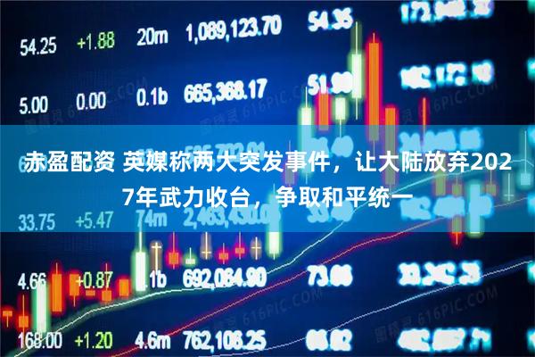 赤盈配资 英媒称两大突发事件，让大陆放弃2027年武力收台，争取和平统一